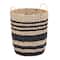 Household Essentials 18" Black & Natural Cattail & Paper Banded Basket